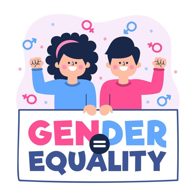 Man and woman accepting the idea of gender equality