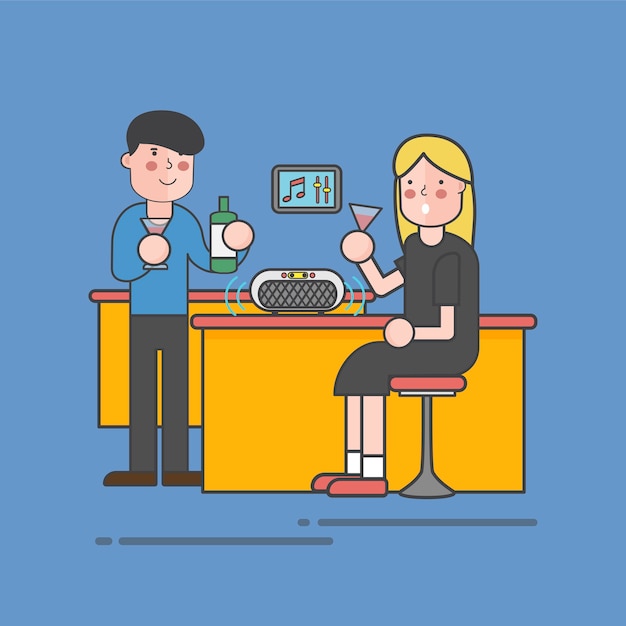 Man and woman drinking at a bar vector