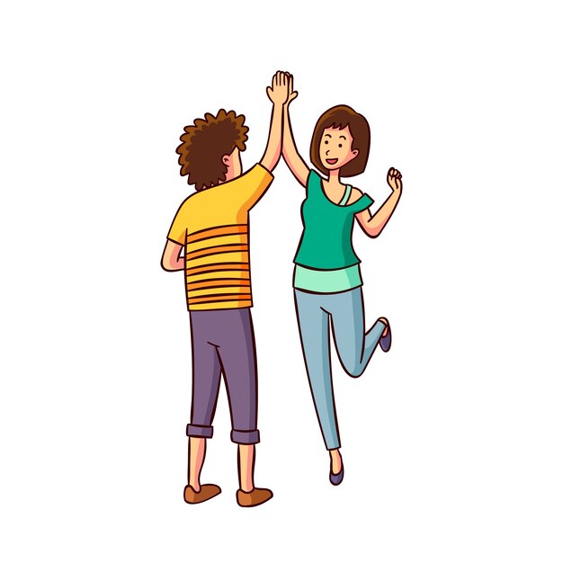 Man and woman giving high five