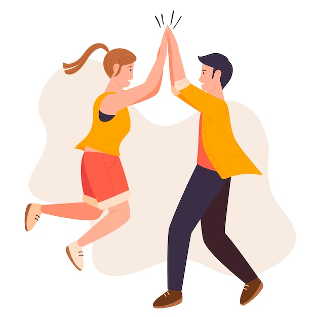 Man and woman high fiving