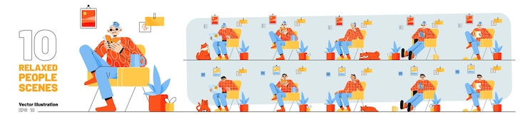 무료 Vector 남자와 여자는 집에서 의자에 앉아 휴식