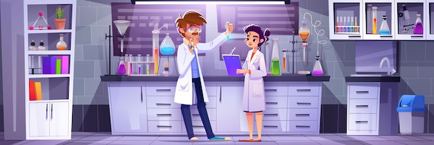 Free vector man and woman scientist in research laboratory