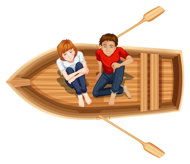 Мужчина и женщина сидят на лодке