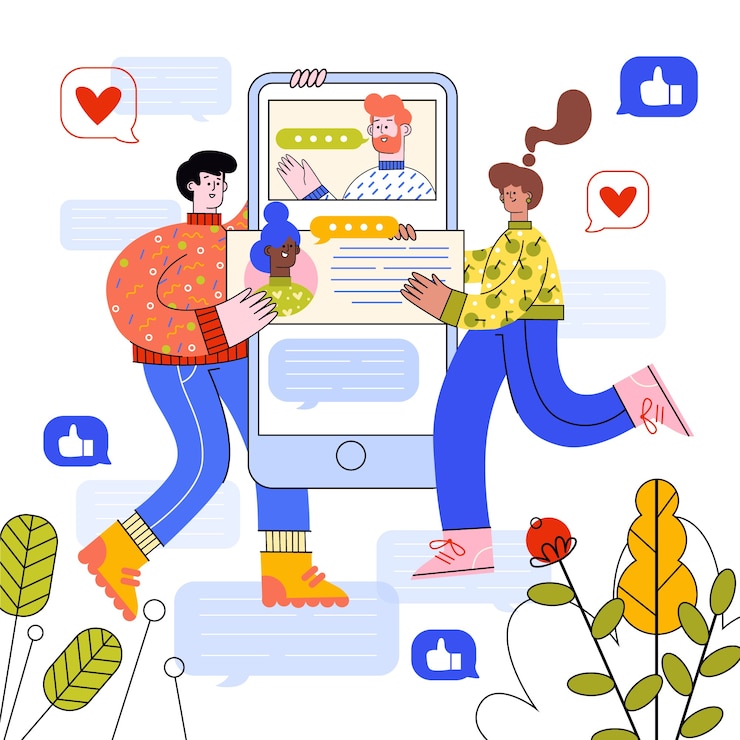Free Vector man and woman using different technology devices