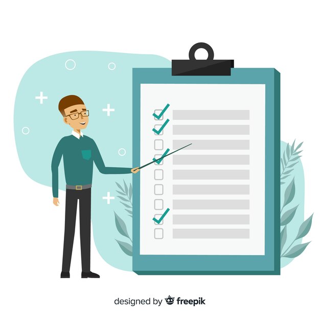man working on checklist background