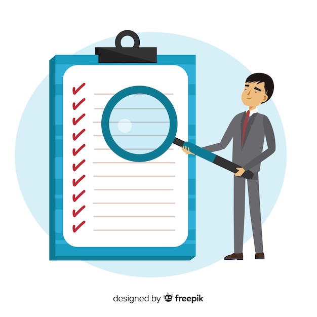 Free vector man working on checklist background