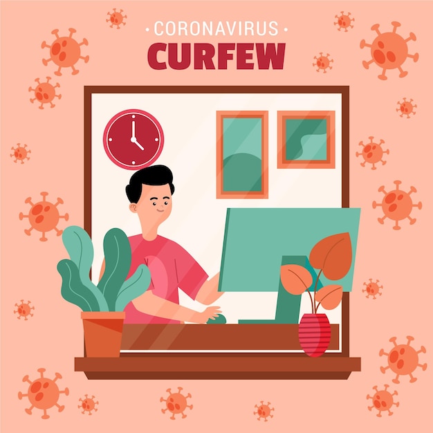 Free vector man working on coronavirus curfew