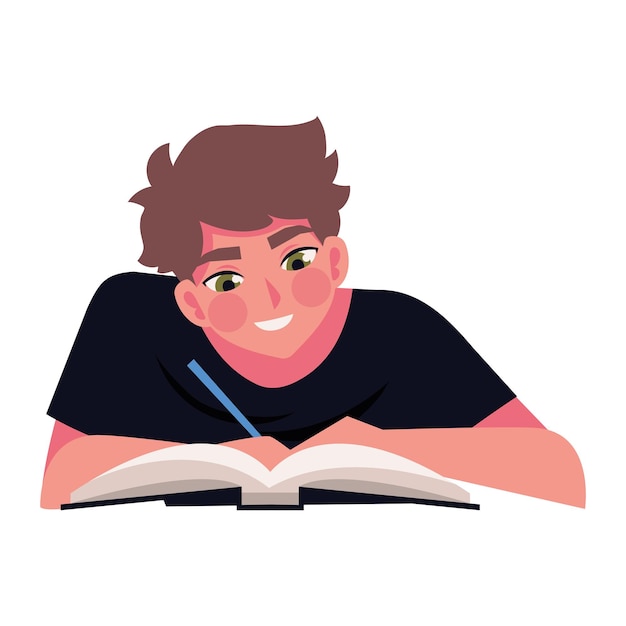Free vector man writing in a notebook illustration isolated