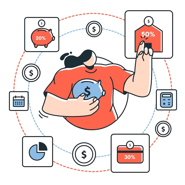 Free vector manage money  concept illustration