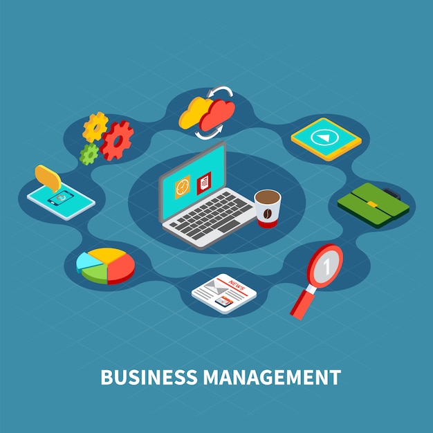 Management round isometric composition