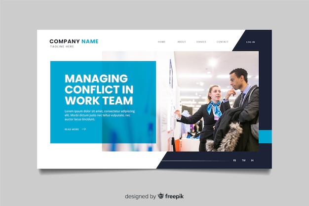 Managing conflict business landing page with photo