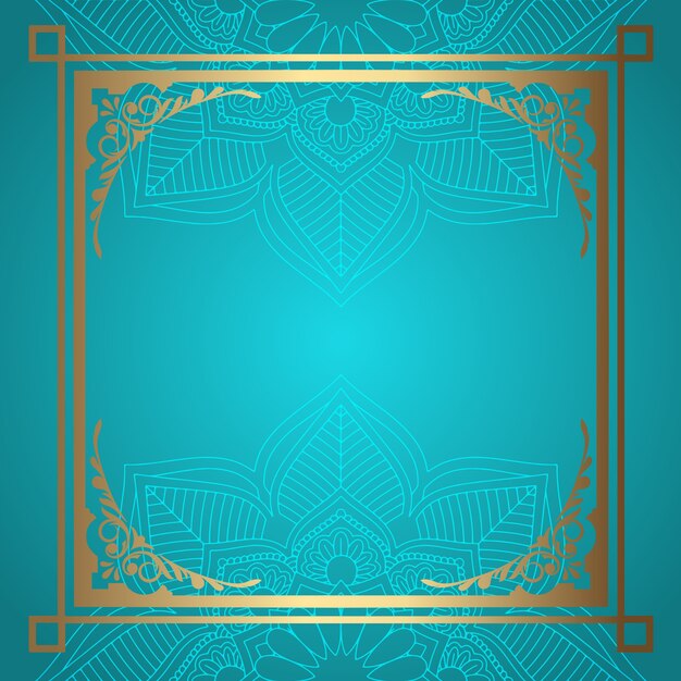 Mandala background with decorative gold border