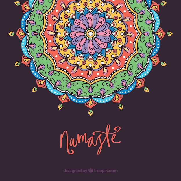 Free vector mandala background with namaste concept