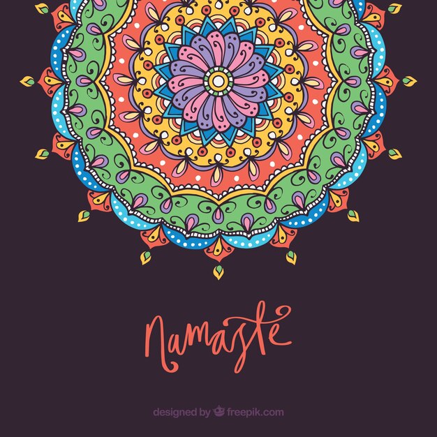 Mandala background with namaste concept