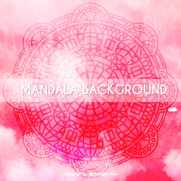 Mandala background with red watercolor