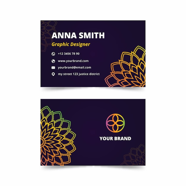 Free vector mandala business card template design