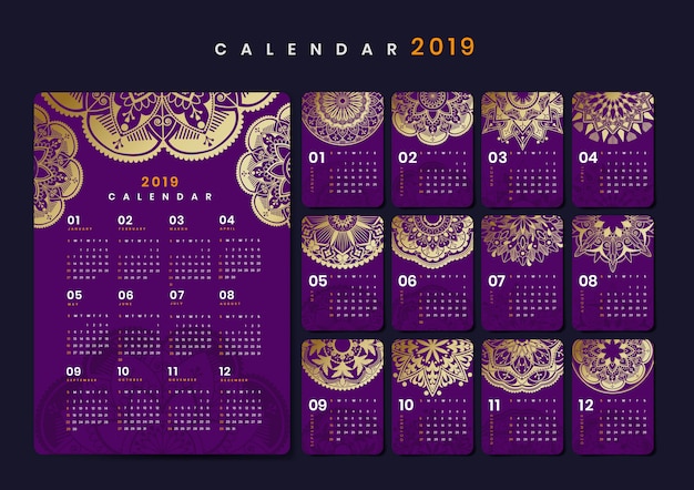 Vettore gratuito mockup del calendario mandala