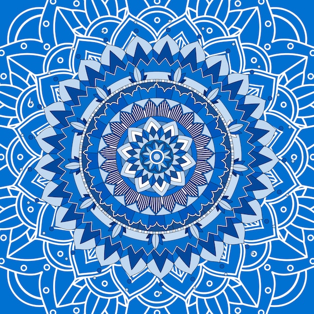 Mandala design su sfondo blu