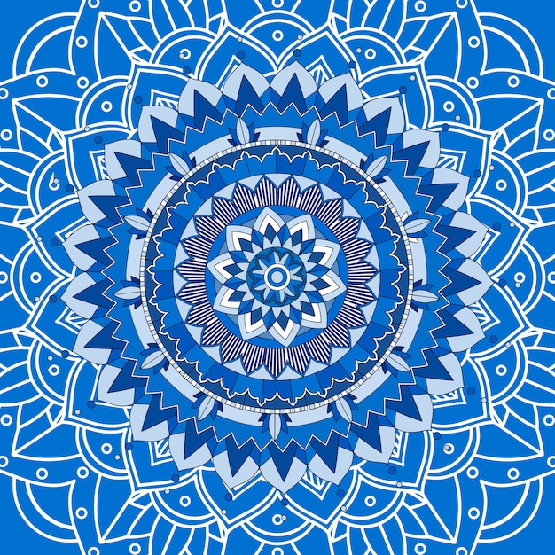 Мандала дизайн на синем фоне