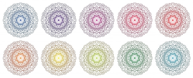 Mandala design set in many colors