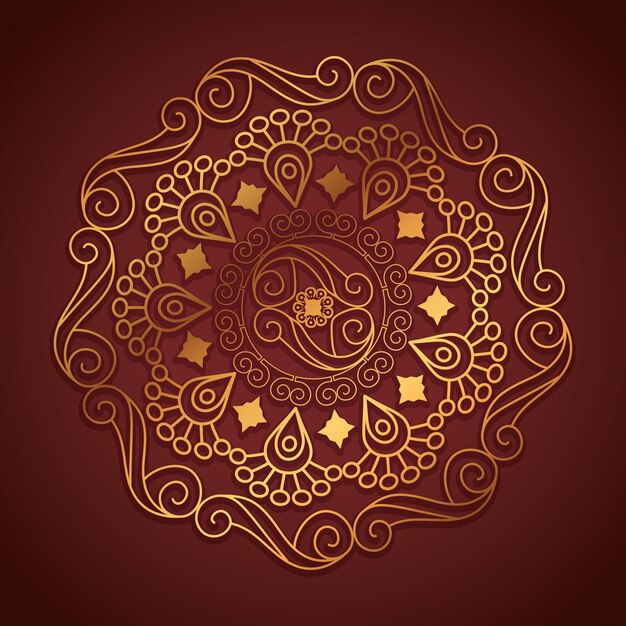 Mandala design with golden color