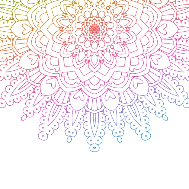 Vettore gratuito design mandala con colori arcobaleno