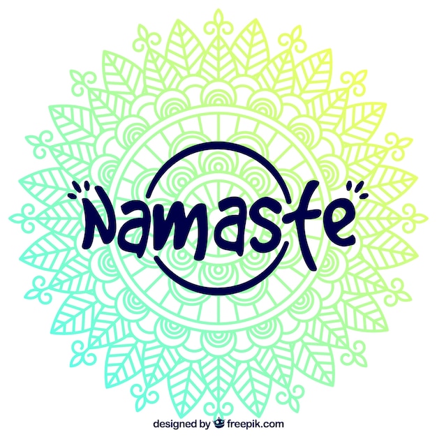 Free vector mandala namaste lettering background