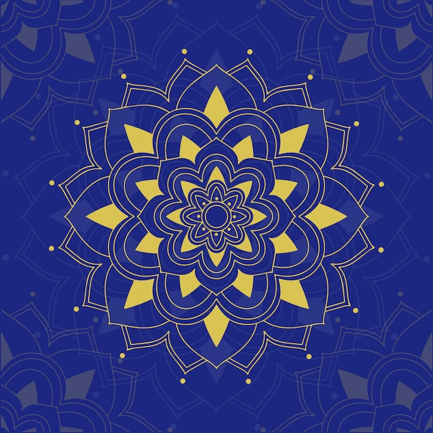 Mandala patterns on blue background