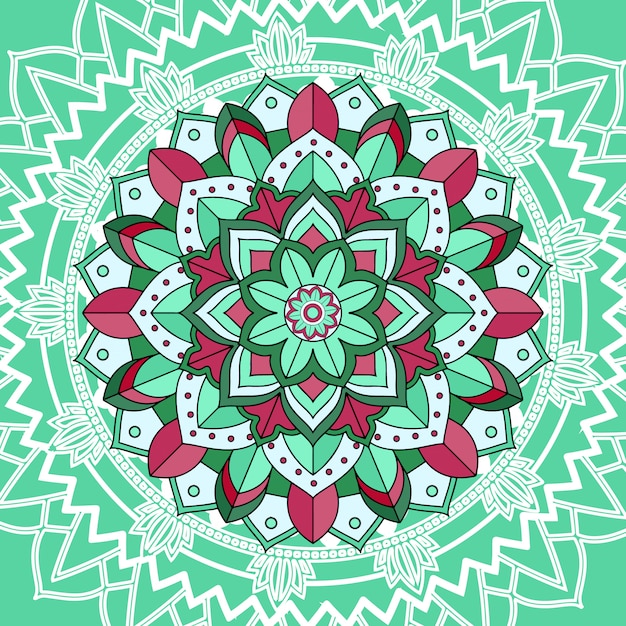 Mandala patterns on green background