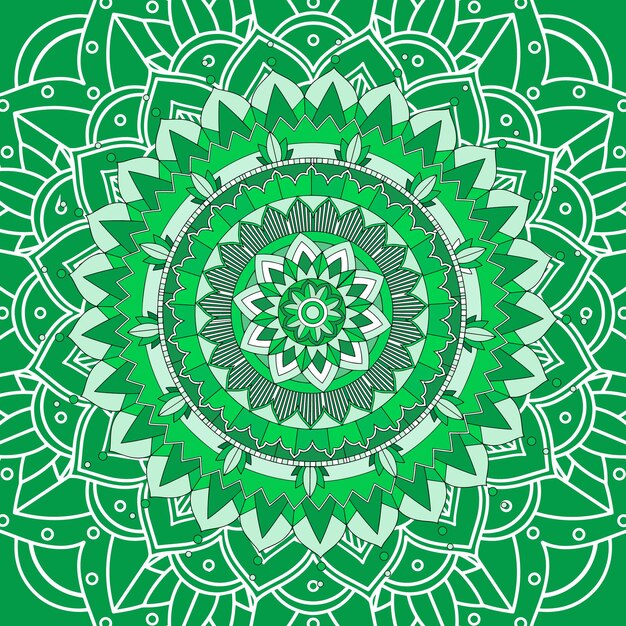 Узоры мандалы на зеленом фоне