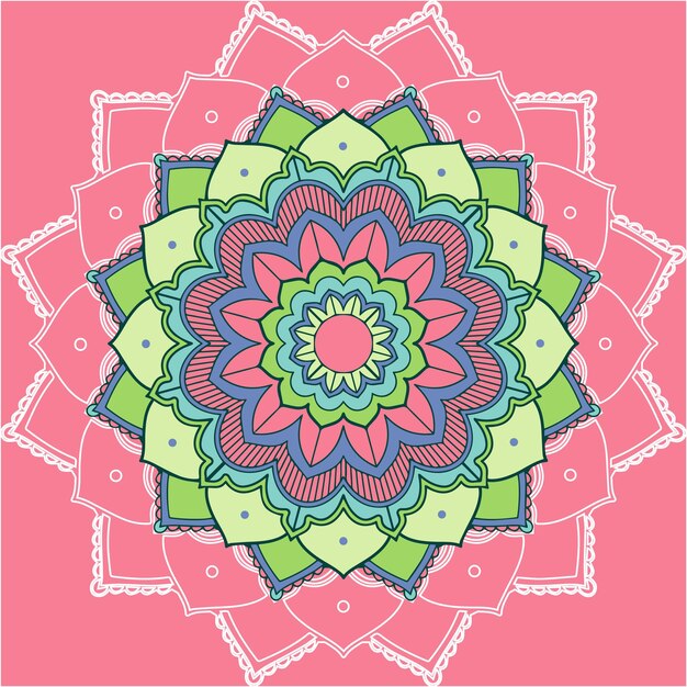 Mandala patterns on pink background