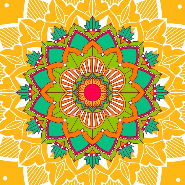 Mandala patterns on yellow