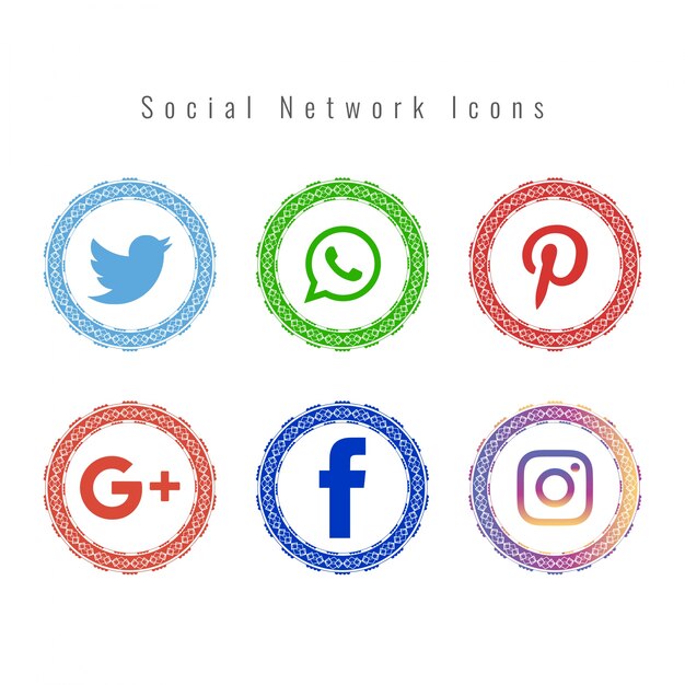 Mandala style social network icons set