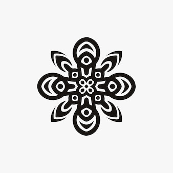 Mandala tribal flower symbol logo on white background stencil decal tattoo vector design