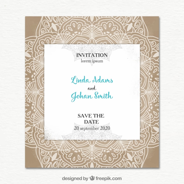 Бесплатное векторное изображение Праздничная свадебная открытка mandala