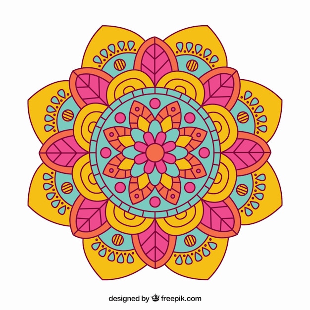 Vettore gratuito mandala con i colori