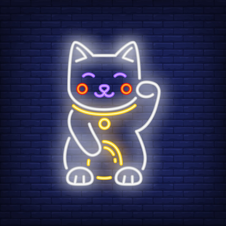無料Vector まねきねこ猫ネオンサイン