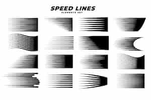 Vettore gratuito linee di velocità di movimento comiche di manga impostate