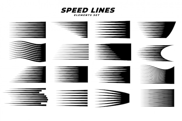 Manga comic motion speed lines set