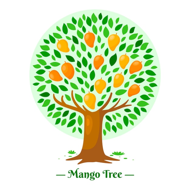 Albero di mango in design piatto