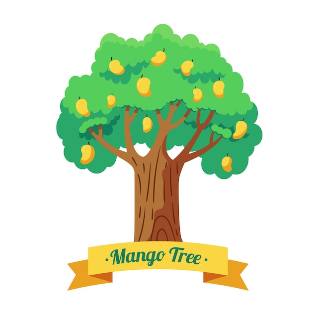Vettore gratuito illustrazione dell'albero di mango