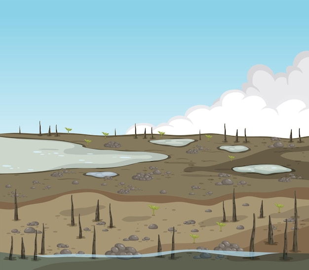 Бесплатное векторное изображение Сцена природы мангровых лесов