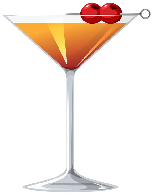 Manhattan cocktail in the glass on white background