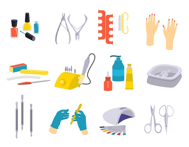 Free vector manicure flat icon set