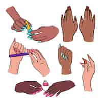 Free vector manicure hand collection