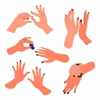 Free vector manicure hand collection