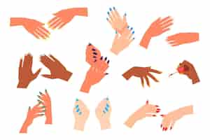 Free vector manicure hand collection