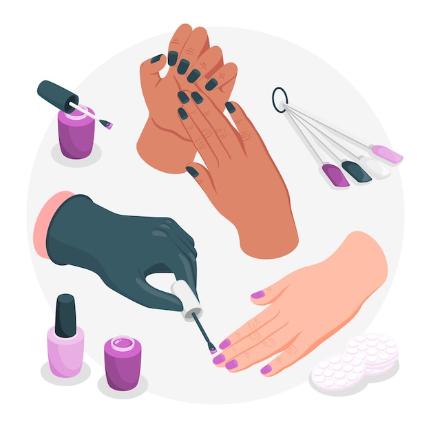 Vettore gratuito illustrazione di concetto delle mani del manicure