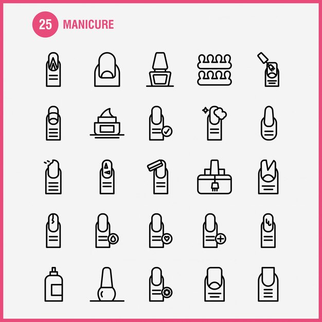 Manicure Line Icon Pack 