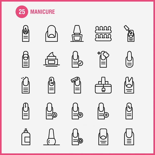 Manicure Line Icon Pack 